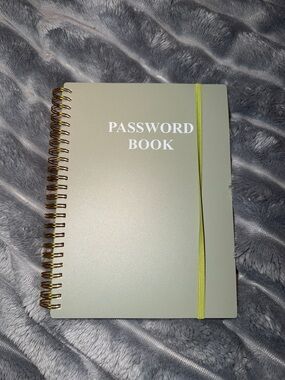Password Book Spiral Notebook in Sage Green with Elastic